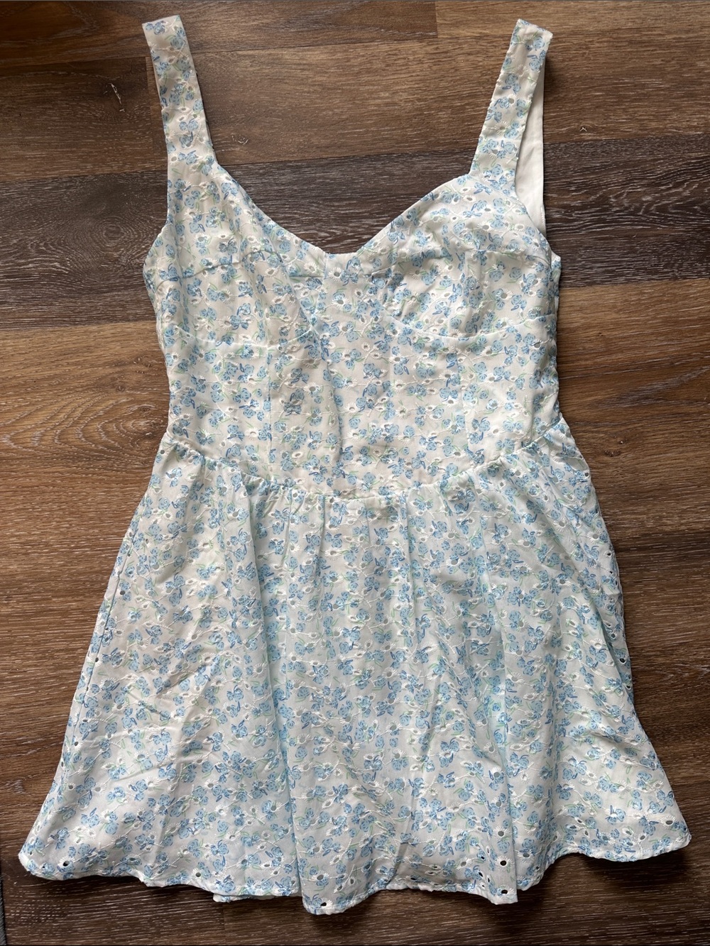 Princess Polly White Mini Dress with Blue Floral Print